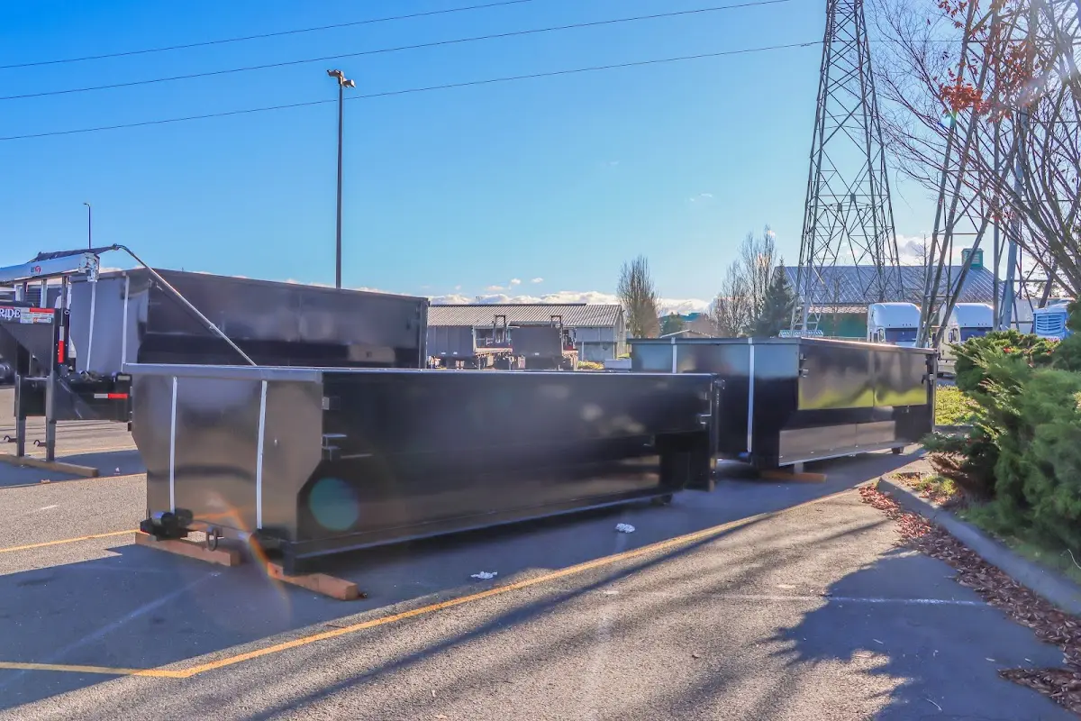 Roll-off dumpster ready for waste disposal at job site for Commercial Dumpster Rental in Ironton